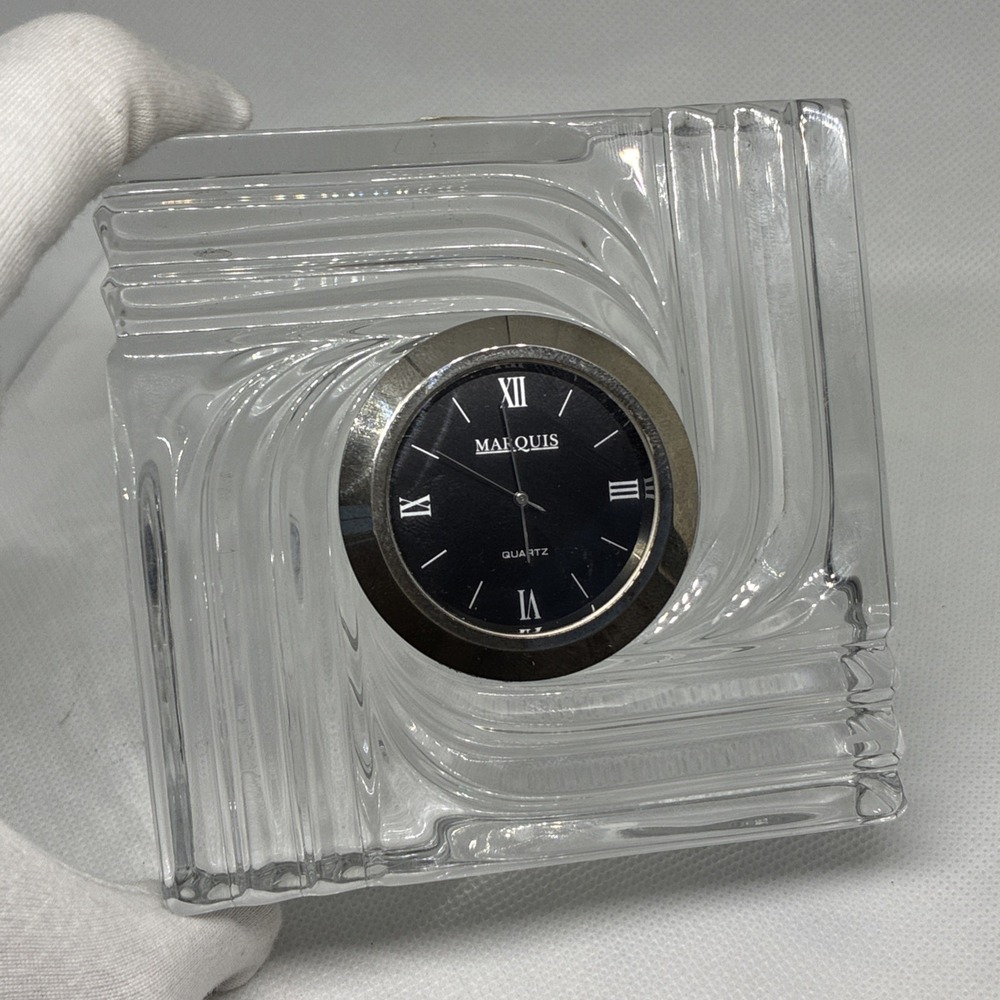 Marquis by Waterford Crystal Black Dial Clock Quartz – Running!